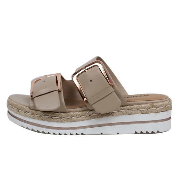 Size 8.5 Natural Open Double Buckle Espadrille - Picture 3 of 6